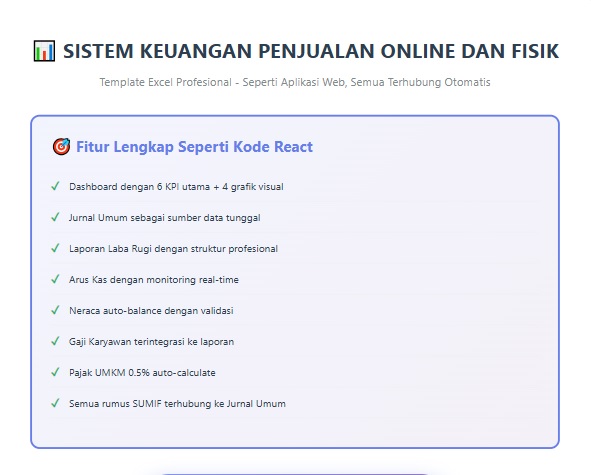 SISTEM KEUANGAN PENJUALAN ONLINE DAN FISIK - EXCEL